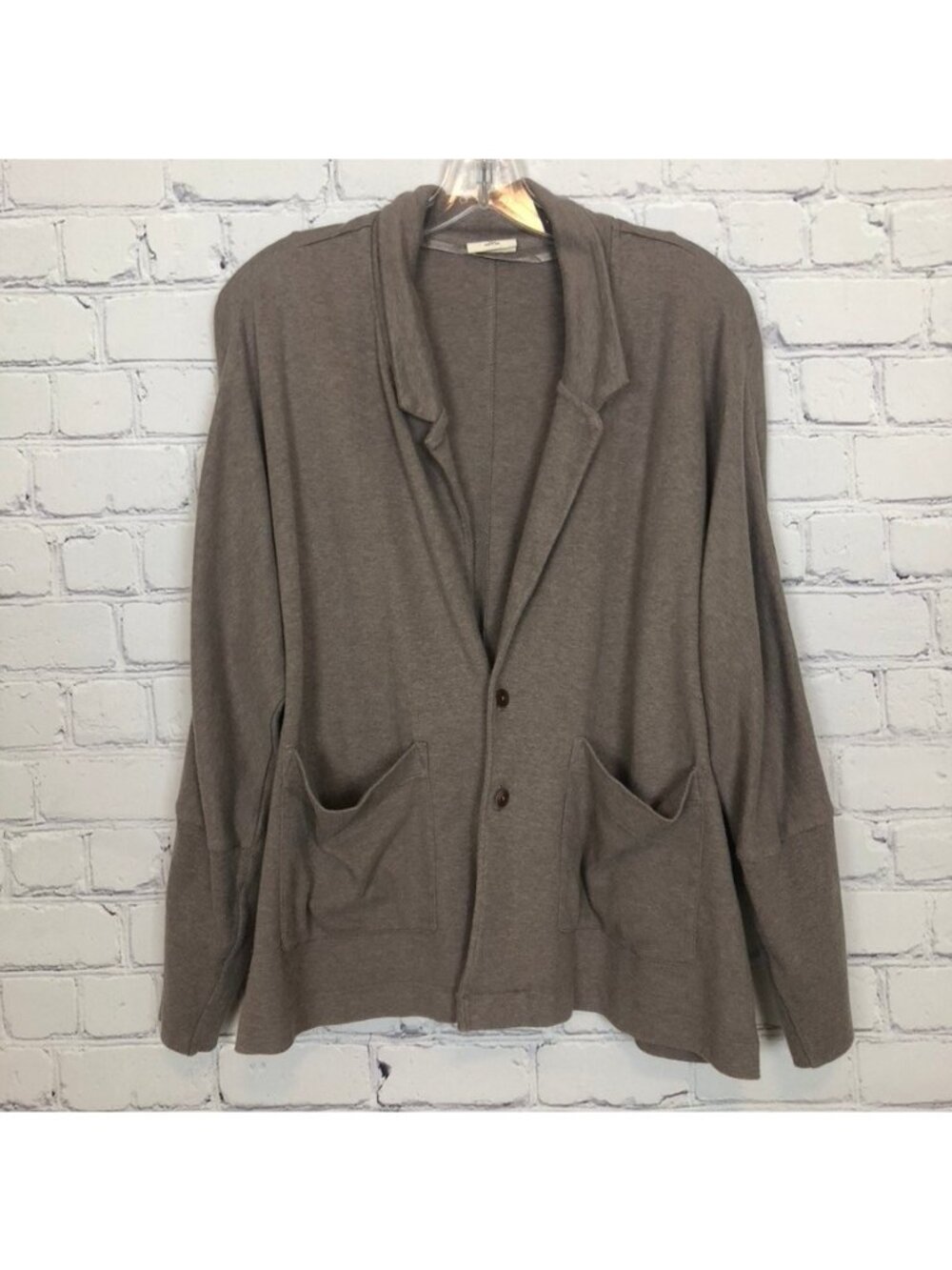 Pact Organic Cotton Airplane Relaxed Blazer Size L Taupe Brown - Picture 1 of 7